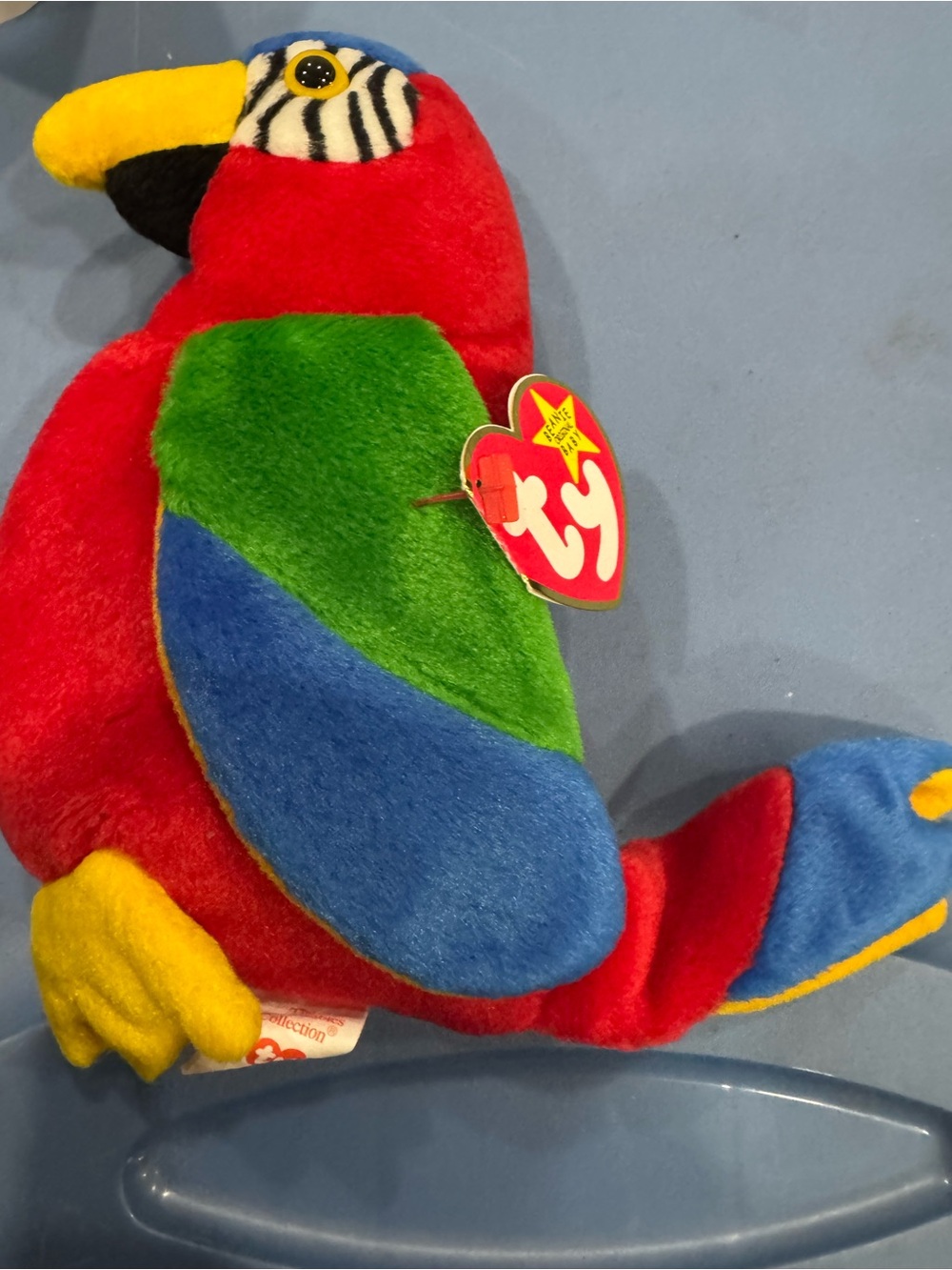 Ty Beanie Baby Parrot Plush - Bright Red, Green, Blue, Yellow- TY 4197 Jabber